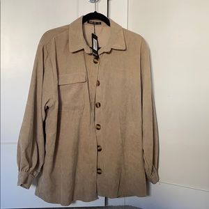 Nasty Gal Beige Cord Oversized Shirt